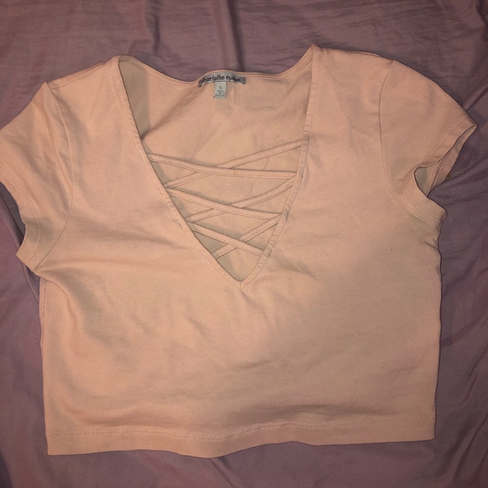 OFF-PINK LACED CROP TOP CHARLOTTE RUSSE